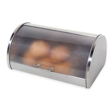 oggi stainless steel roll top bread box with frosted lid|oggi stainless steel roll top.